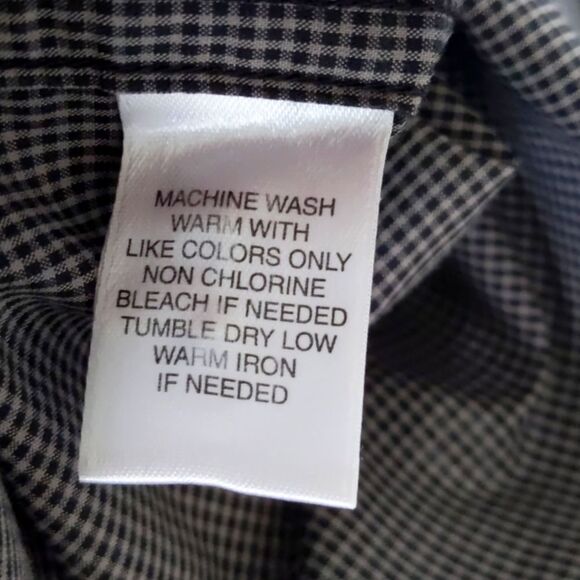 Men's Roundtree &Yorke Gray Checkered Buttoned Down Long Sleeve Dress Shirt M - Picture 8 of 9